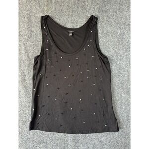 Ann Taylor Tank Top Womens Medium Black Scoop Neck Sleeveless Shirt‎